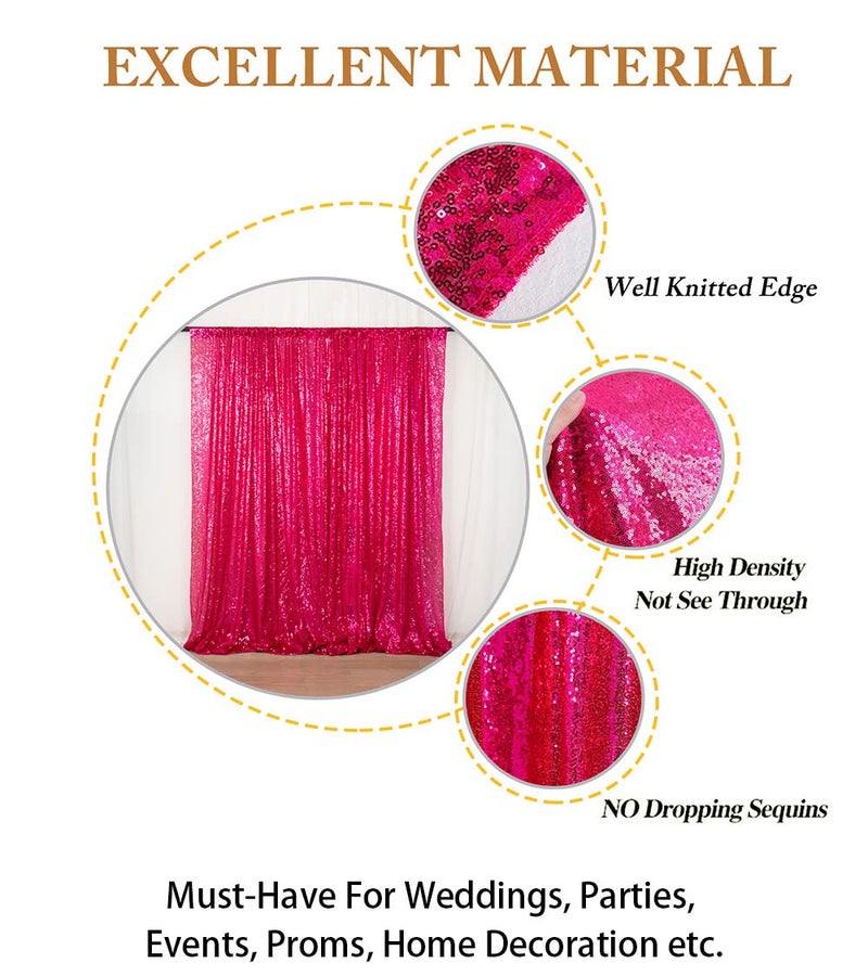 ShiDianYi 4x6ft Hot Pink Sequins Backdrop - Photo Booth Background for Parties Events, Sparkly Photography Decoration - Image 4